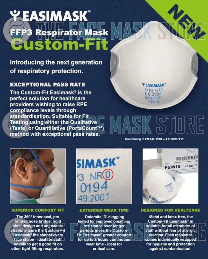 衛生医療用品・救急用品   Classic Disc Face Mask S/M Easimask FSM18 FFP3 MRI Safe Masks - Box of 10 - The Face Mask