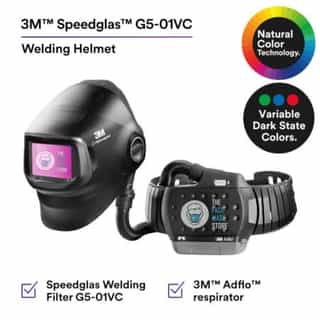 3M Speedglas Heavy-Duty Welding Helmet G5-01 with G5-01VC ADF and Adflo High-Altitude PAPR Assembly, Bluetooth, Natural Color Technology, 46-1101-30iVC